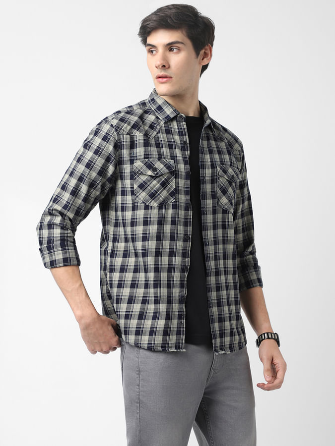 Checked Double Pocket Overshirt