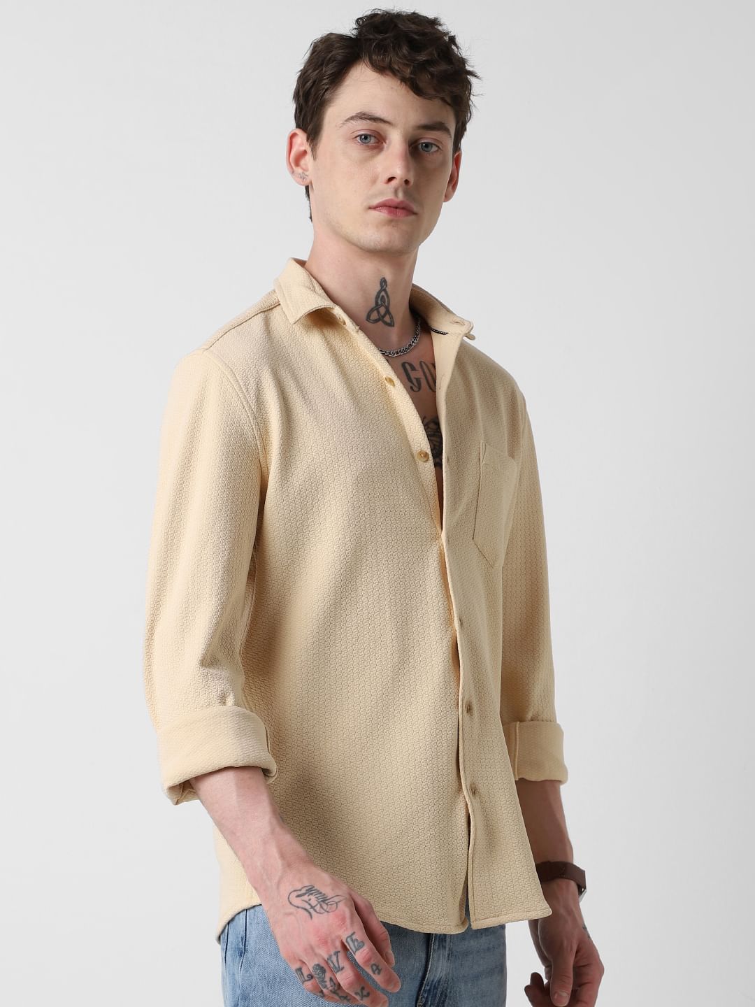 Meticulous Cream Jacquard Shirt