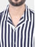 Navy And White Striped Resort Collar Oversized Shirt