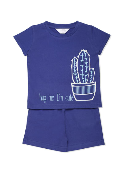 Girls Cute Cactus Shorts Set