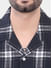 Black Checked Resort Collar Oversized Shirt