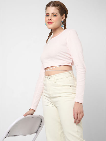 Classic Pink Ribbed Crop Top