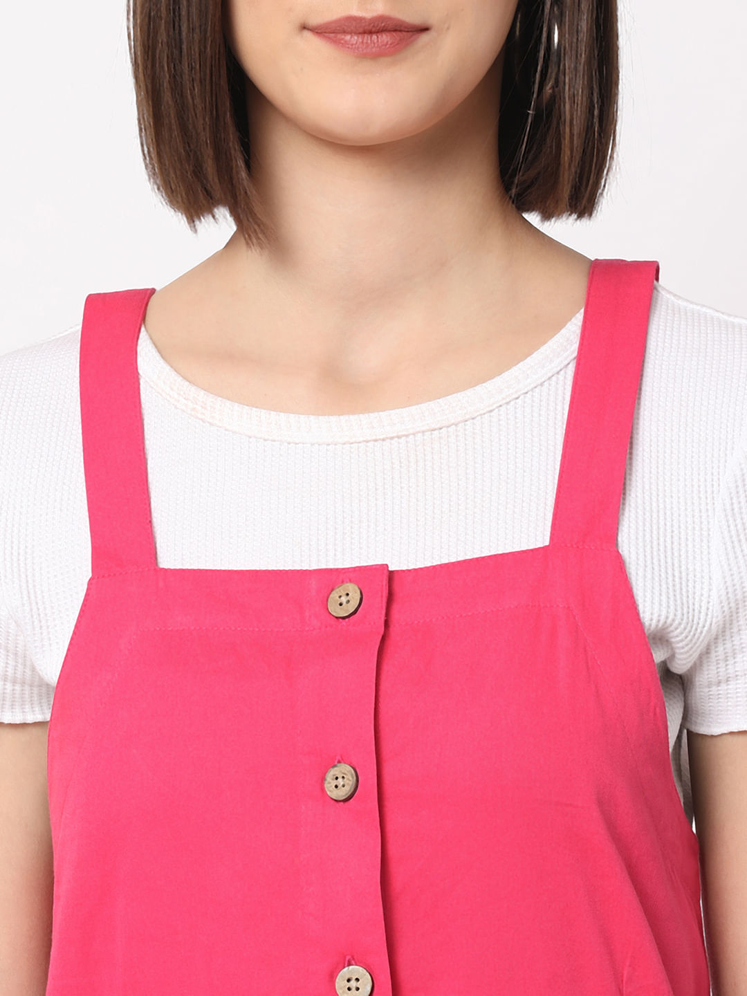 hot pink pinafore dress