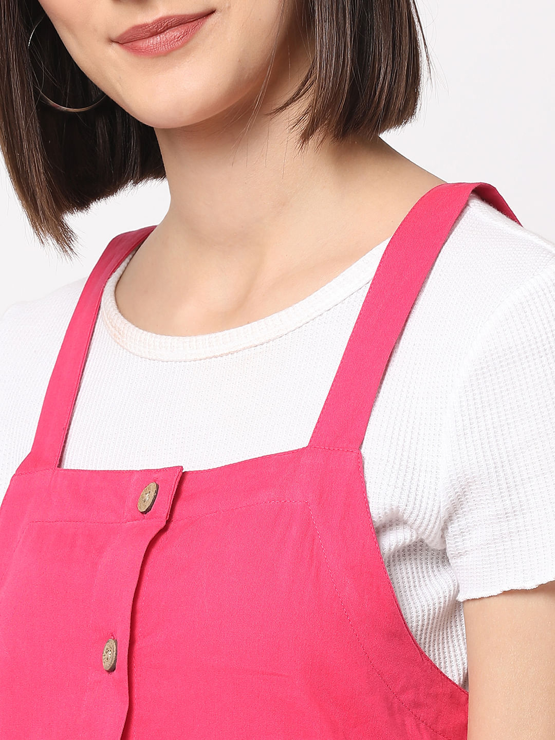 hot pink pinafore dress