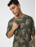 Army Green Floral Oversized T-Shirt