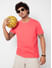 Solid Coral Round Neck T-Shirt