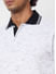 White Melange Polo Collar T-Shirt
