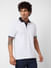 White Melange Polo Collar T-Shirt