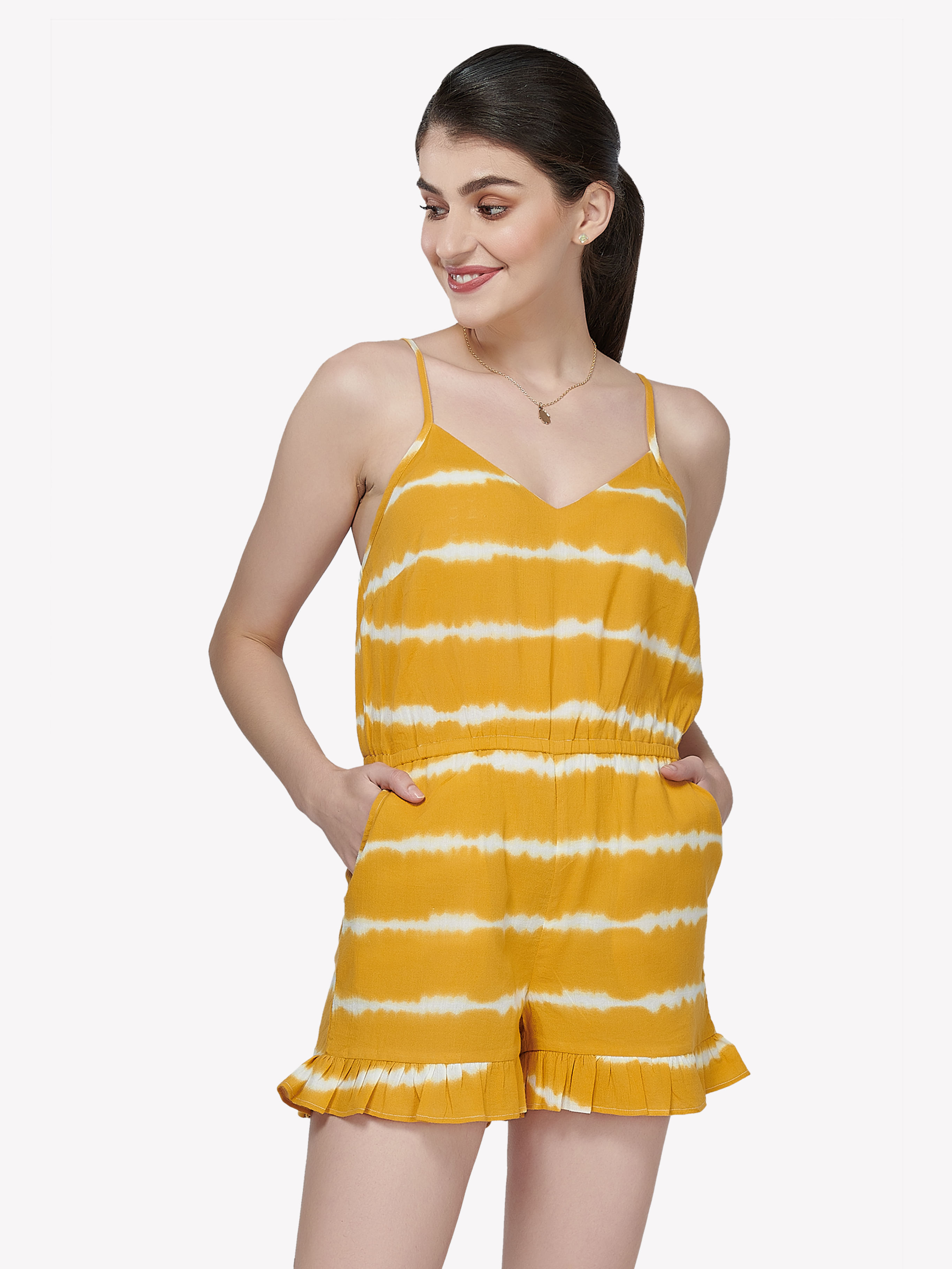 yellow playsuit womens