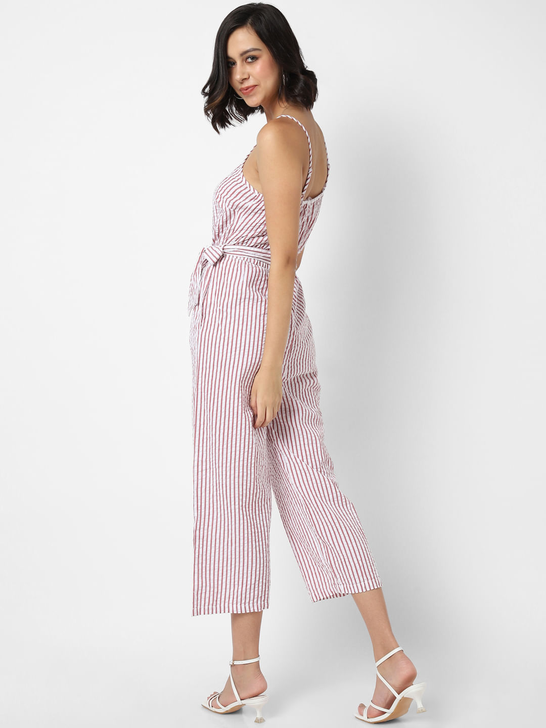 Red Striped strappy jumpsuit with long shrug  Moonstruck