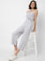 White and Grey Striped Jumpsuit