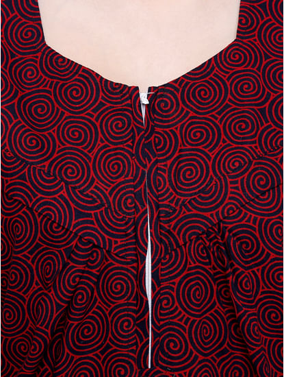 Secret Wish Women's Navy-Red Printed Cotton Maxi Nightdress 