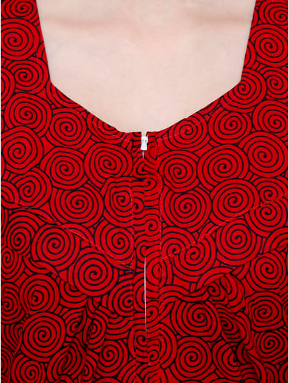 Secret Wish Women's Red Printed Cotton Maxi Nightdress 