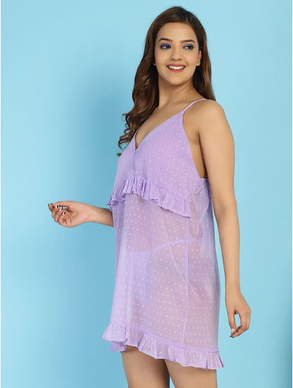 Georgette Lilac Babydoll with G-String