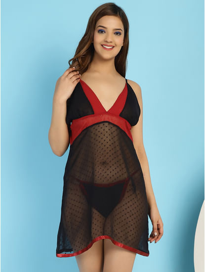 Black & Red Babydoll with G-String
