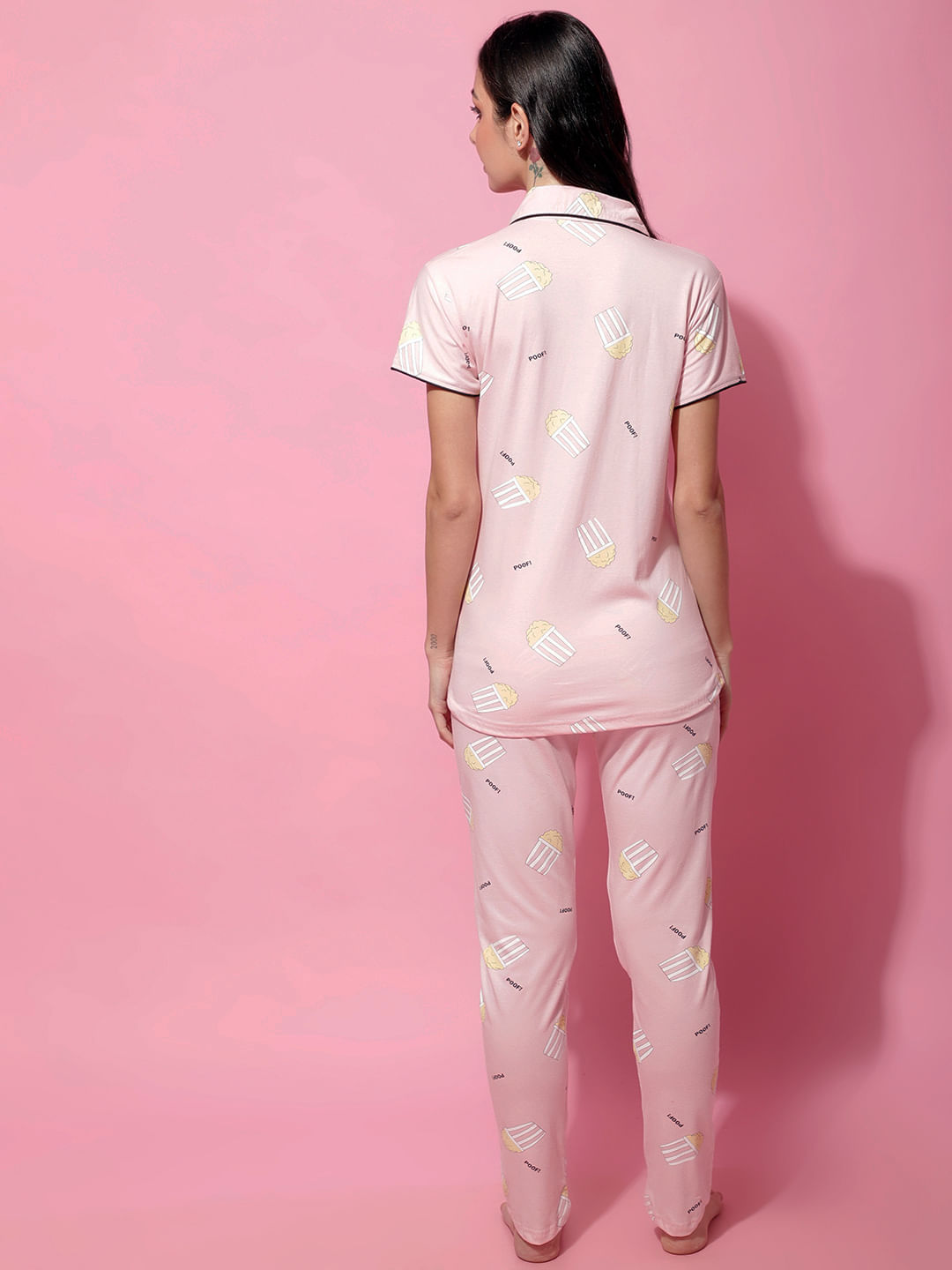 Baby Pink Hosiery Printed Night Suit