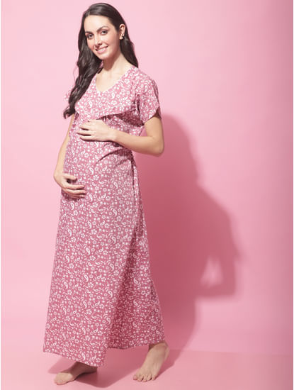 Pink Maternity Cotton Nighty