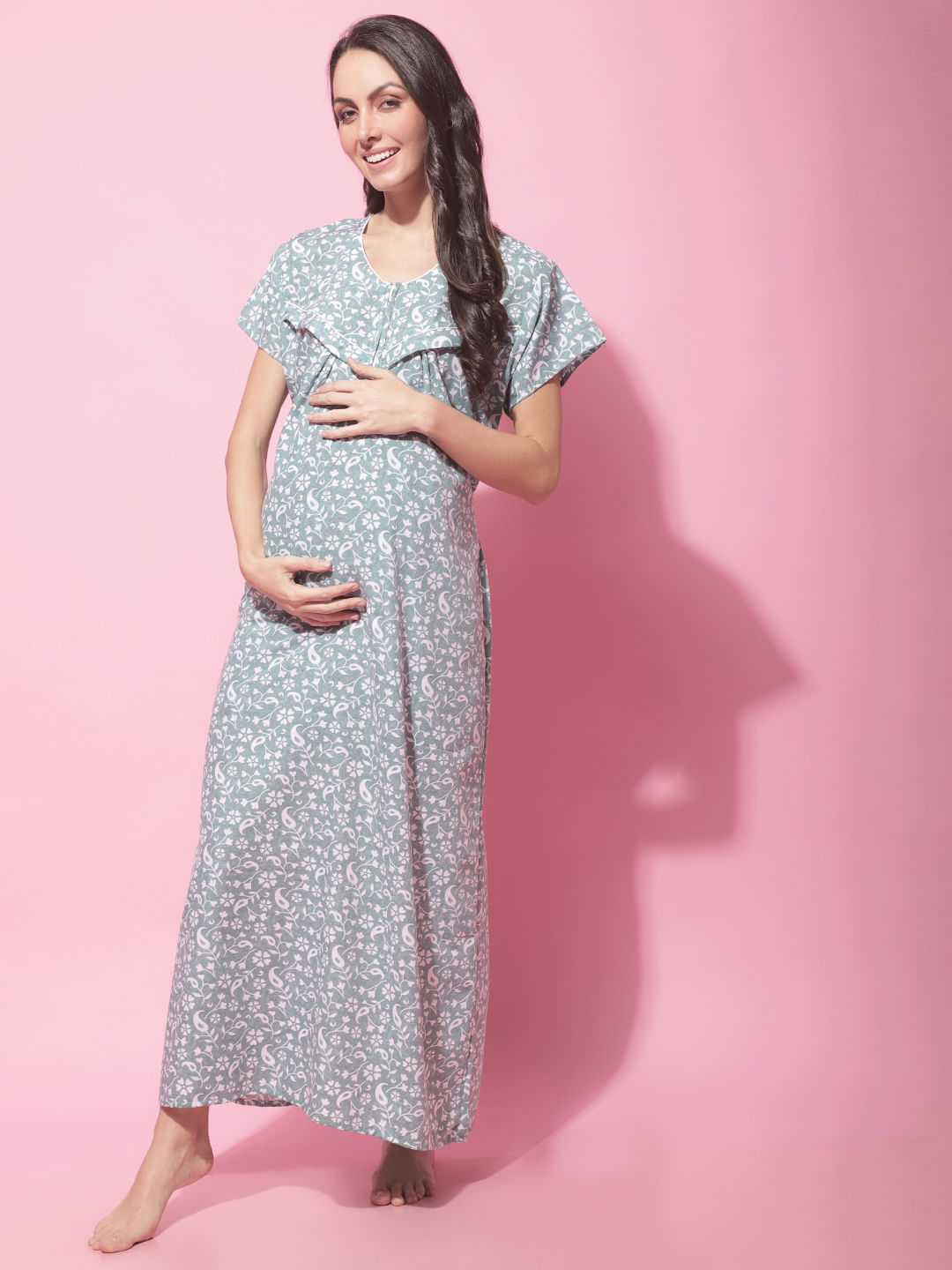 Buy Blue Maternity Cotton Nighty for Women Online at Secret Wish