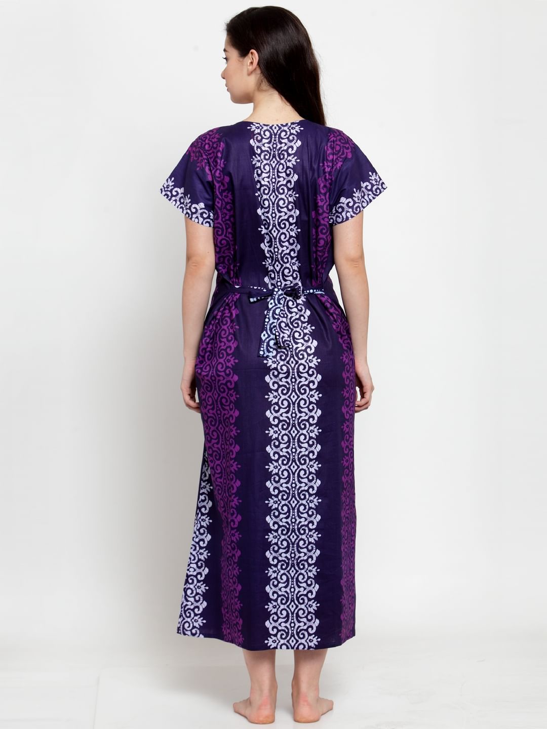 Secret Wish Women's Purple Cotton Printed Nighty (Free Size)