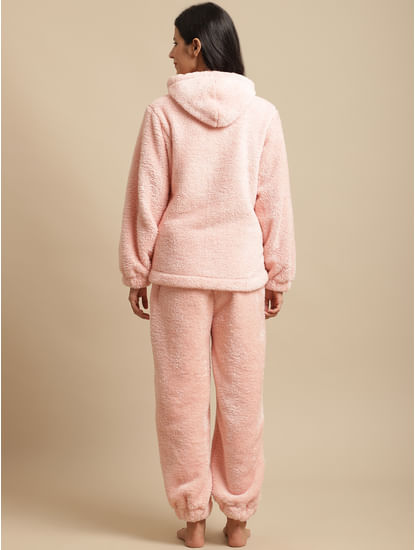 Ligth Pink Faux Fur Winter Night Suit