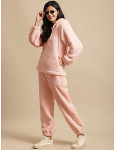 Buy Fleece Baby Pink Winter Night Suit for Women at Secret Wish