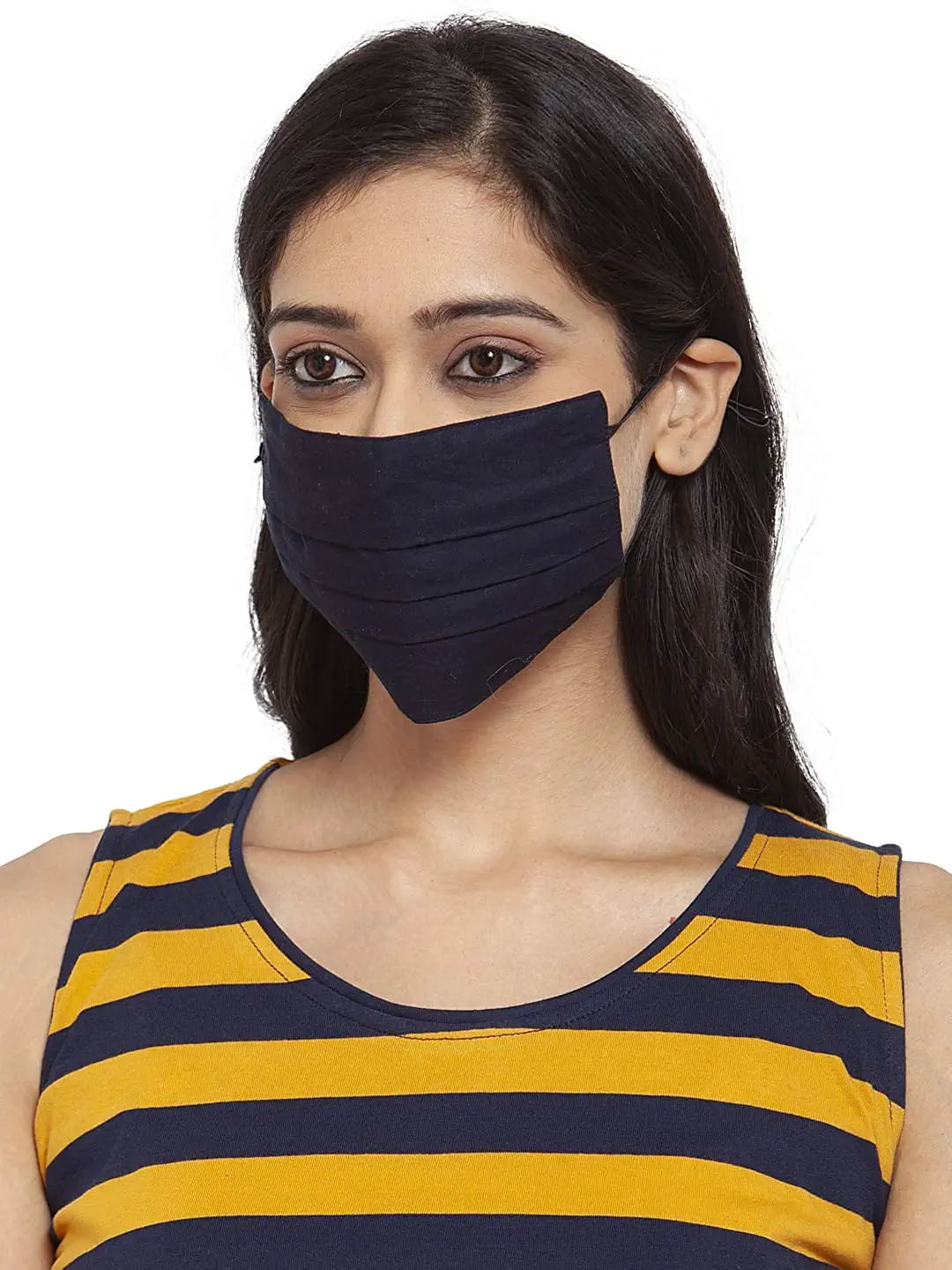 Unisex 3-Layer Adjustable & Stretchable Protective Mask with Ear Loops - Size L - Set of 5