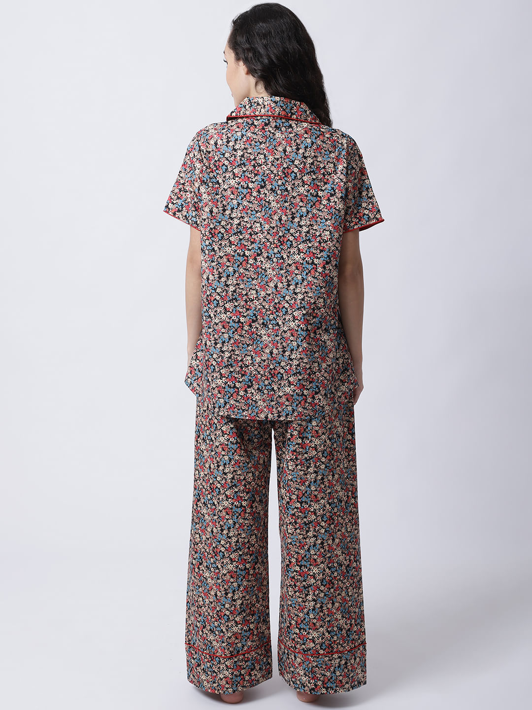 Cotton Floral Printed Night Suit set of Shirt & Pyjama trouser