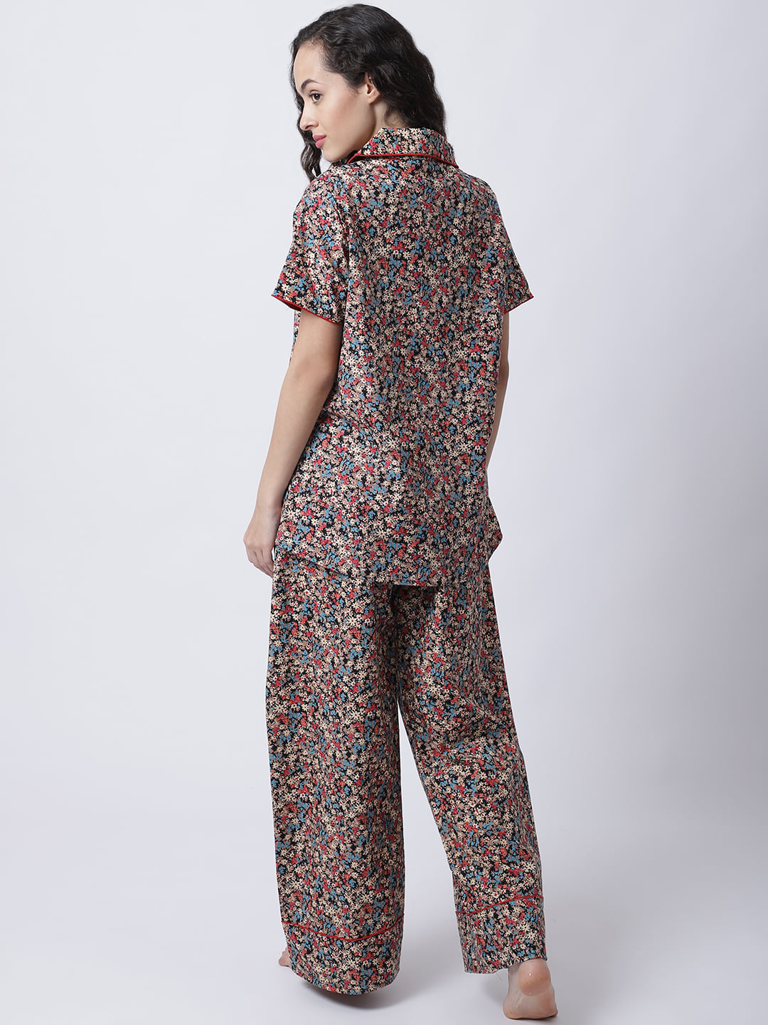 Cotton Floral Printed Night Suit set of Shirt & Pyjama trouser