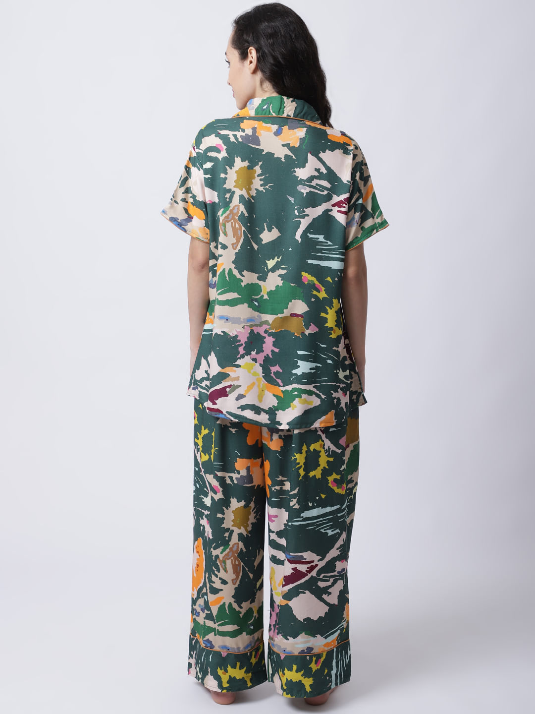 Rayon Camouflage Printed Night Suit set of Shirt & Pyjama trouser