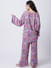 Secret Wish Women's Rayon Pink Botanical Printed Night Suit set of Top & Pyjama trouser
