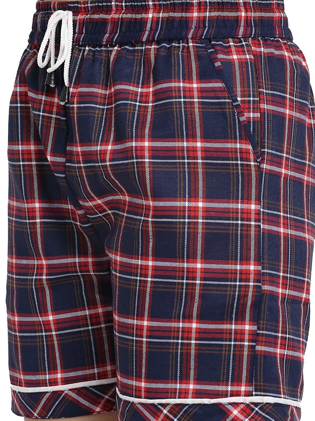 Red Cotton Checked Shorts