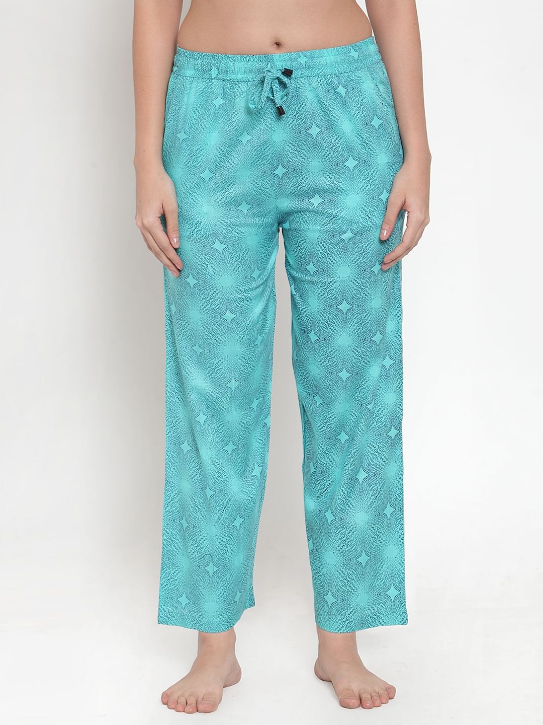 Sky Blue Cotton Printed Pyjama