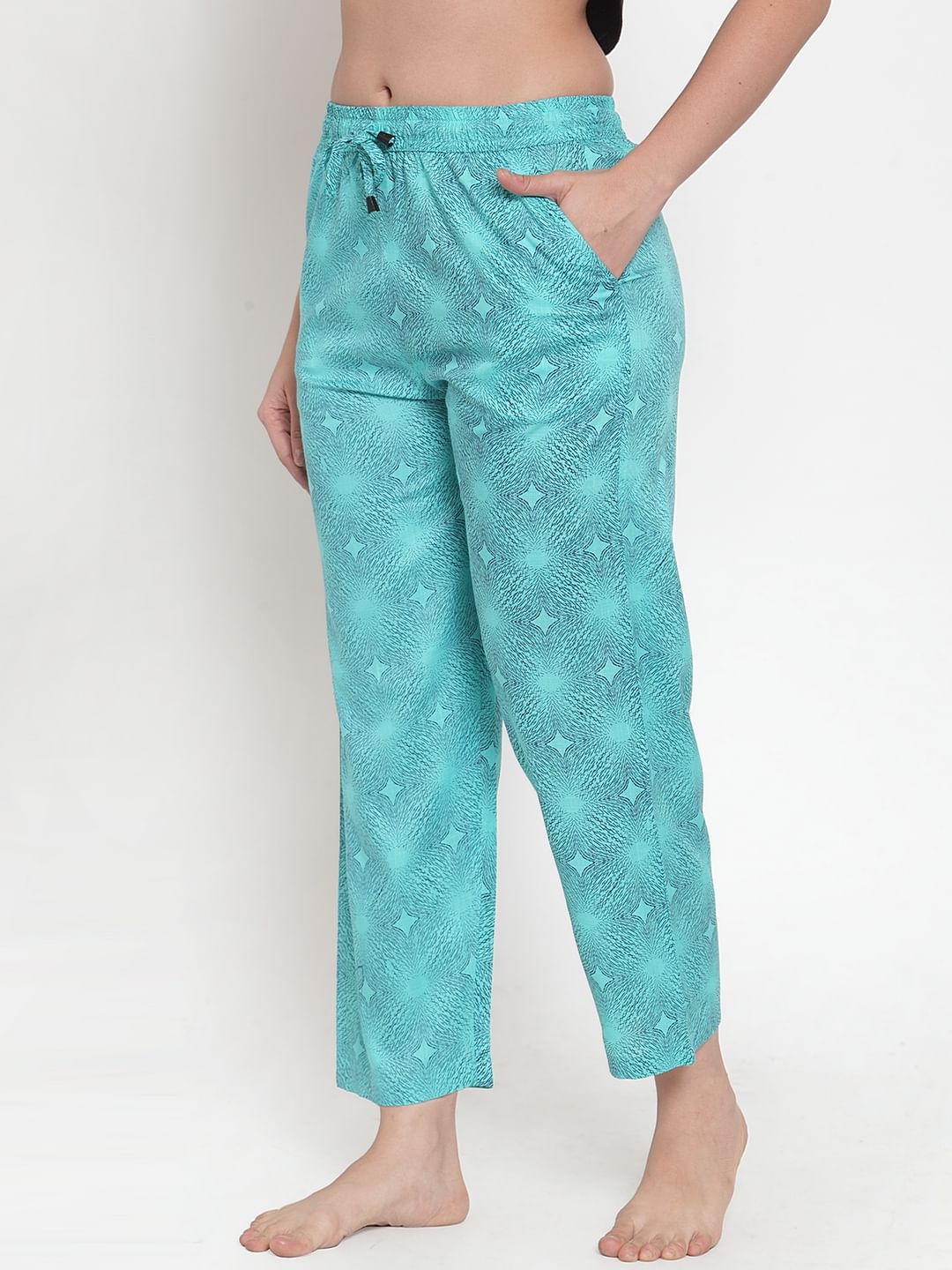 Sky Blue Cotton Printed Pyjama
