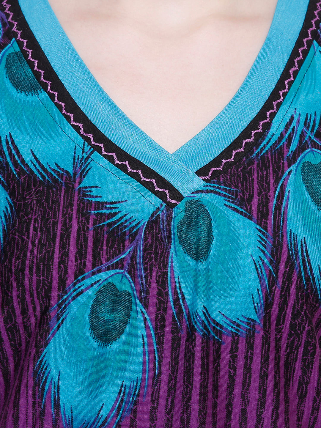 Purple Cotton Printed Nightdress
