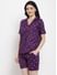 Secret Wish Women's Purple Cotton Printed Nightsuit 