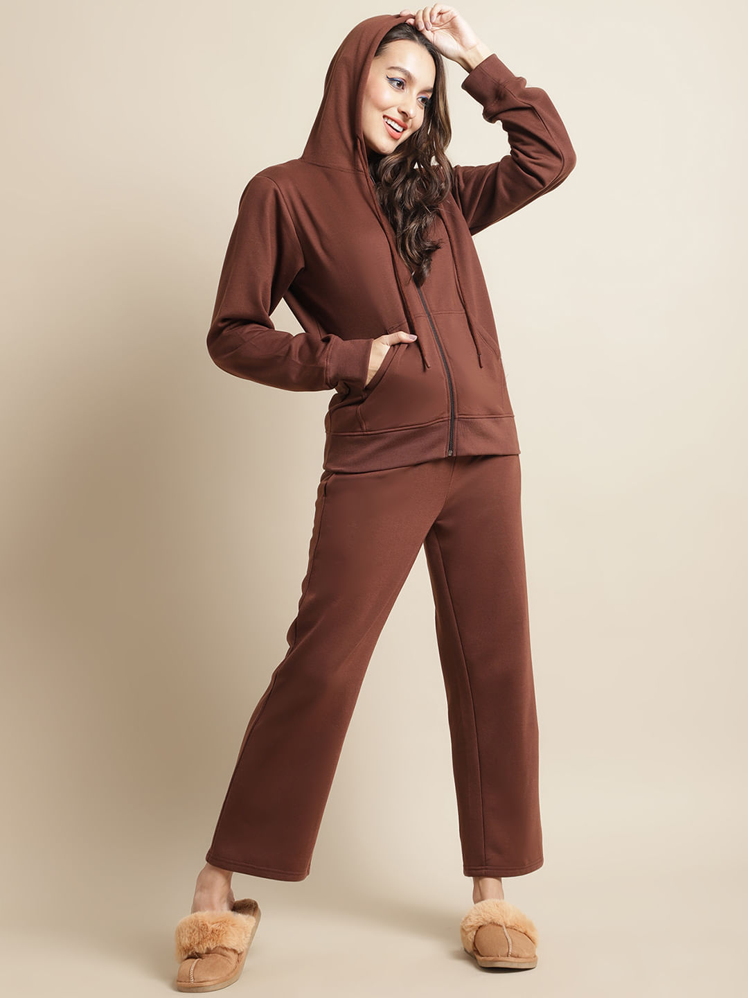 Fleece Brown Winter Night Suit