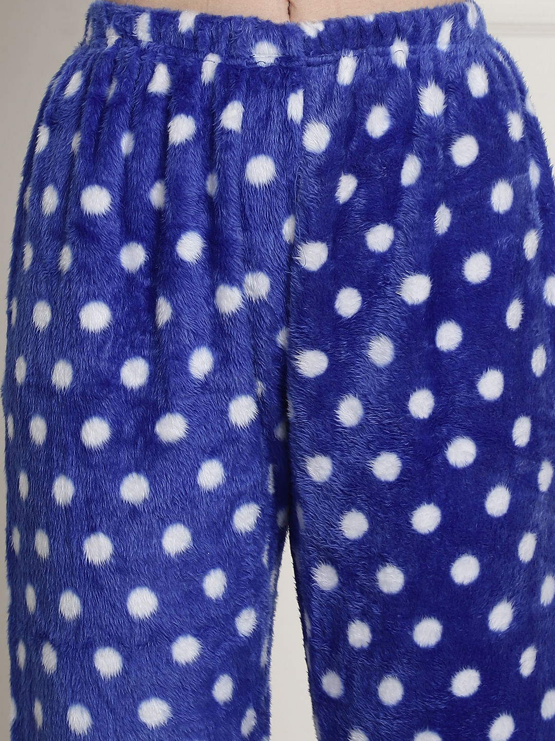 Blue Polka Dots Winter Night Suit