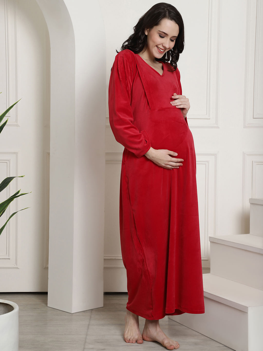 Red Velvet Maternity Nighty