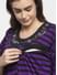 Secret Wish Women's Purple Striped Woolen Maternity Nighty (Free Size)