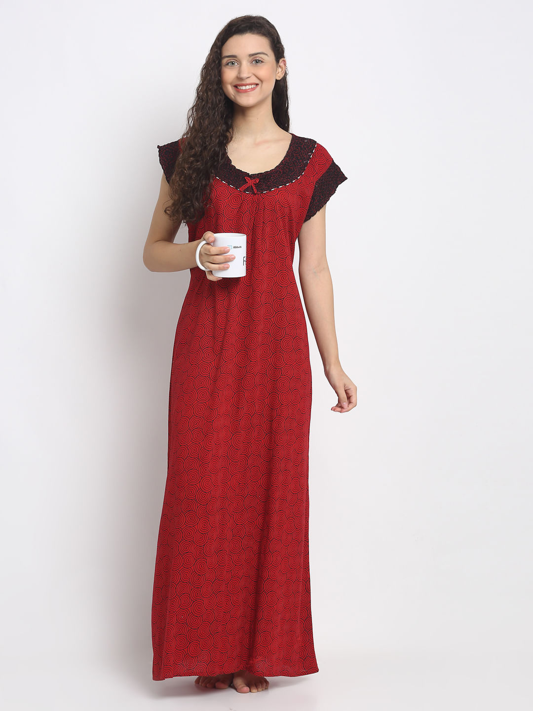 Buy Red Printed Cotton Nighty (Free Size) Online at Secret Wish