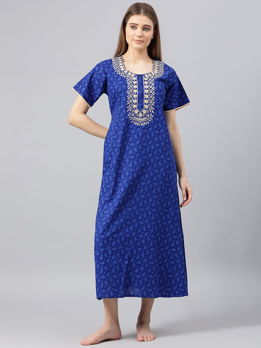 Buy Blue Cotton Nighty Online at Secret Wish 466564