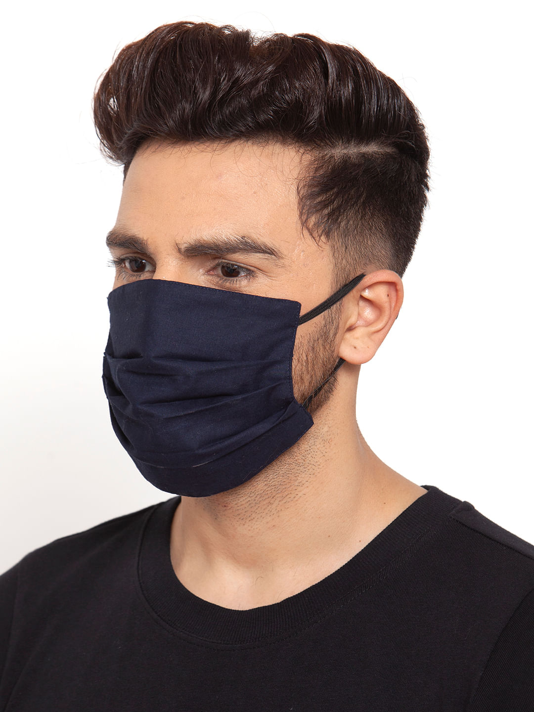 Unisex 3-Layer Adjustable & Stretchable Protective Mask with Ear Loops - Size L - Set of 3
