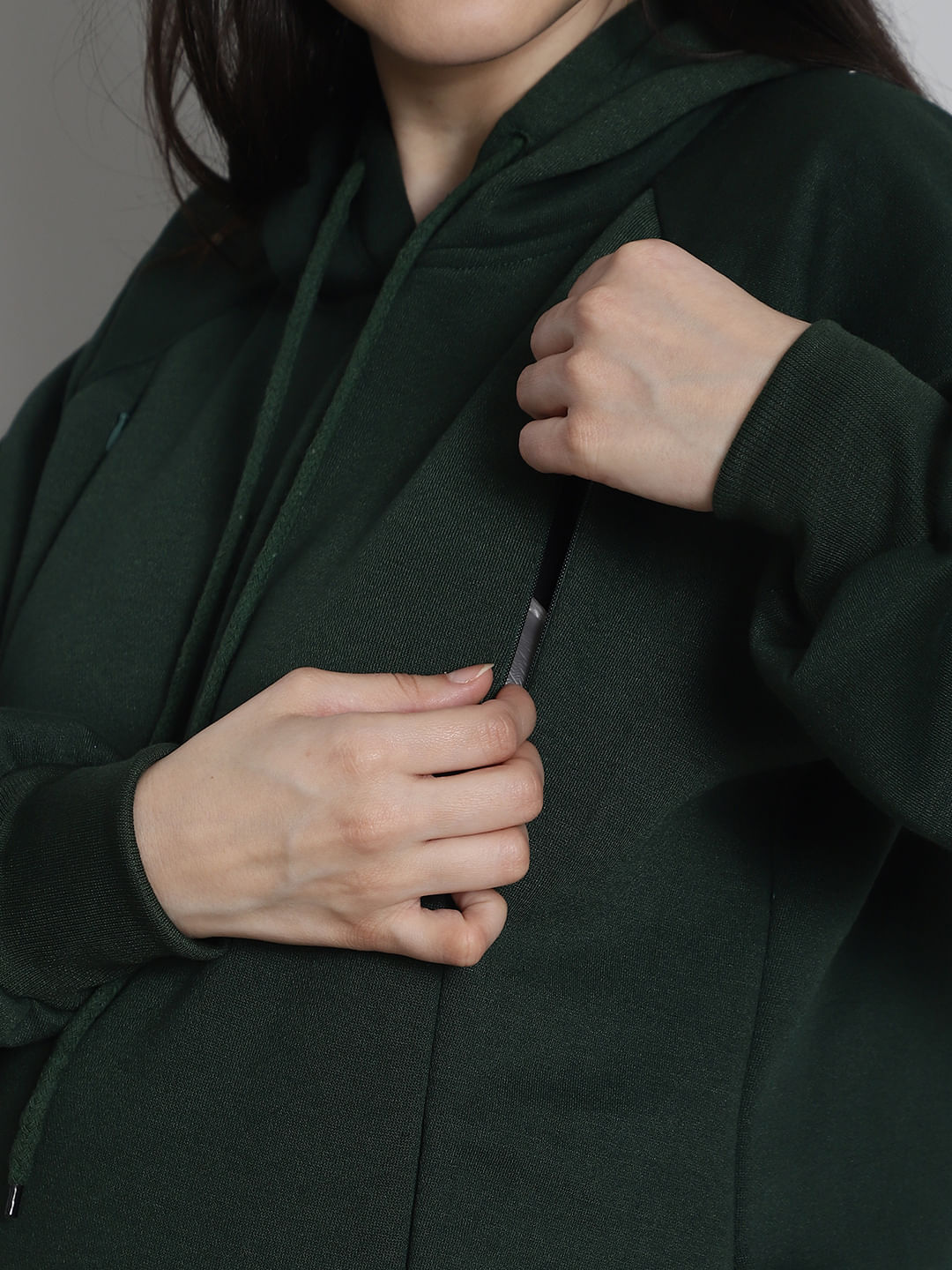 Green Winter Maternity Pullover Sweatshirt