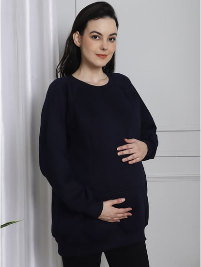 Navy Winter Maternity Lounge Top