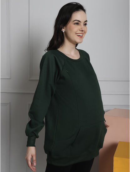 Green Winter Maternity Lounge Top