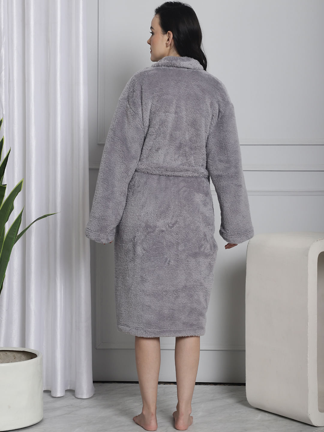 Grey Faux Fur Robe
