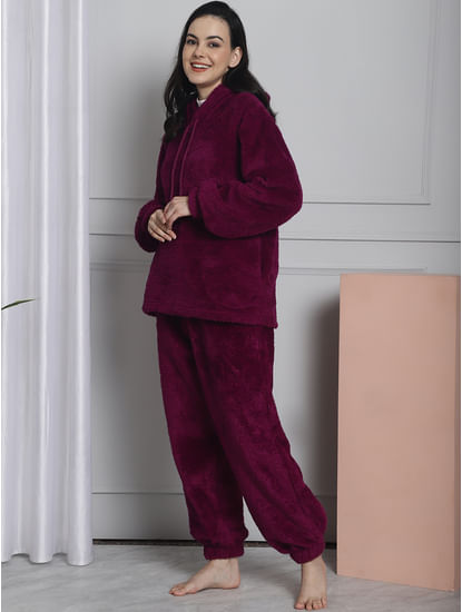 Purple Faux Fur Winter Night Suit