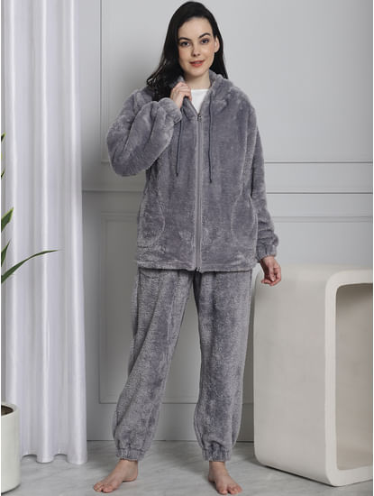 Winter Nightsuit For Women, Woolen Night Suit Pajama and Top Set Fleece