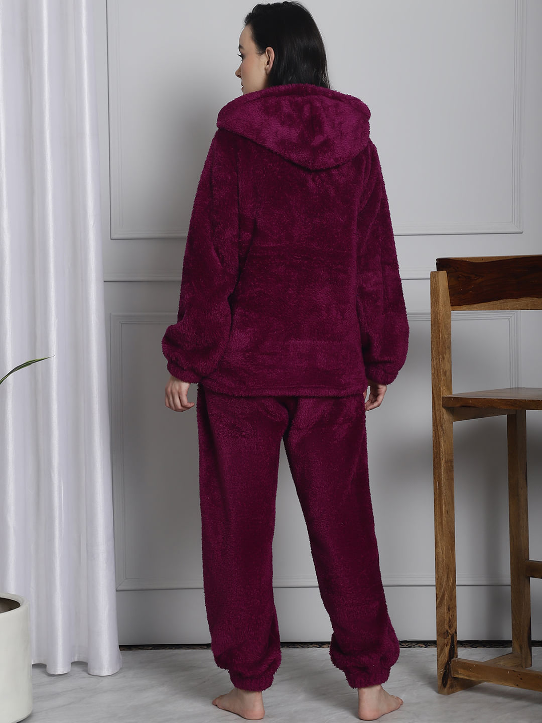 Purple Faux Fur Winter Night Suit