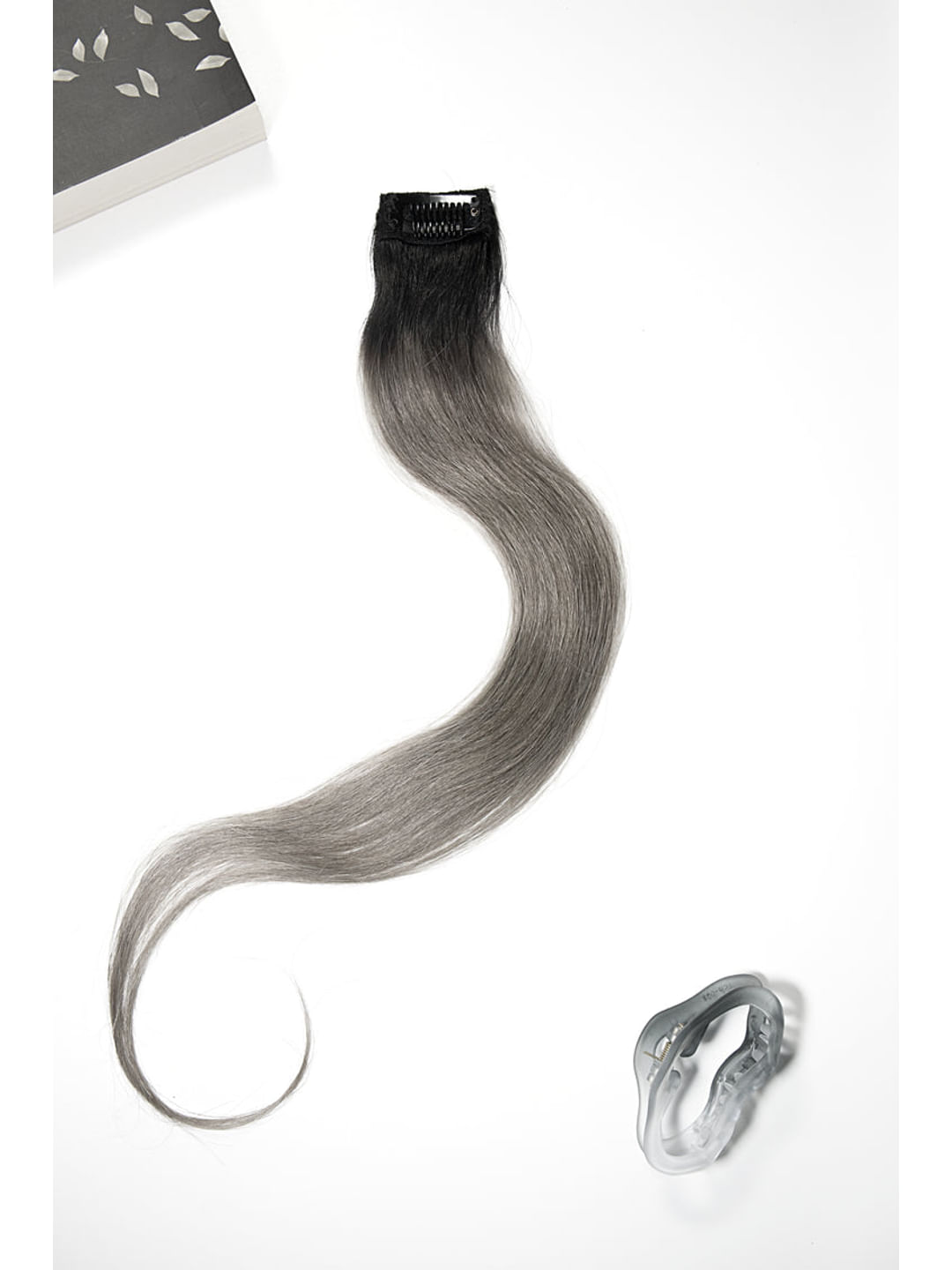 ASH GREY COLORED CLIP IN HAIR STREAKS  (100% HUMAN HAIR EXTENSIONS)